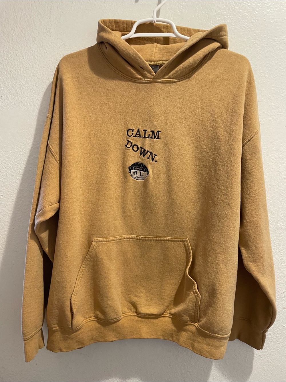 🔥 K-Streetwear Calm Down Man Inspired Embroidered Graphic Hoodie 🔥